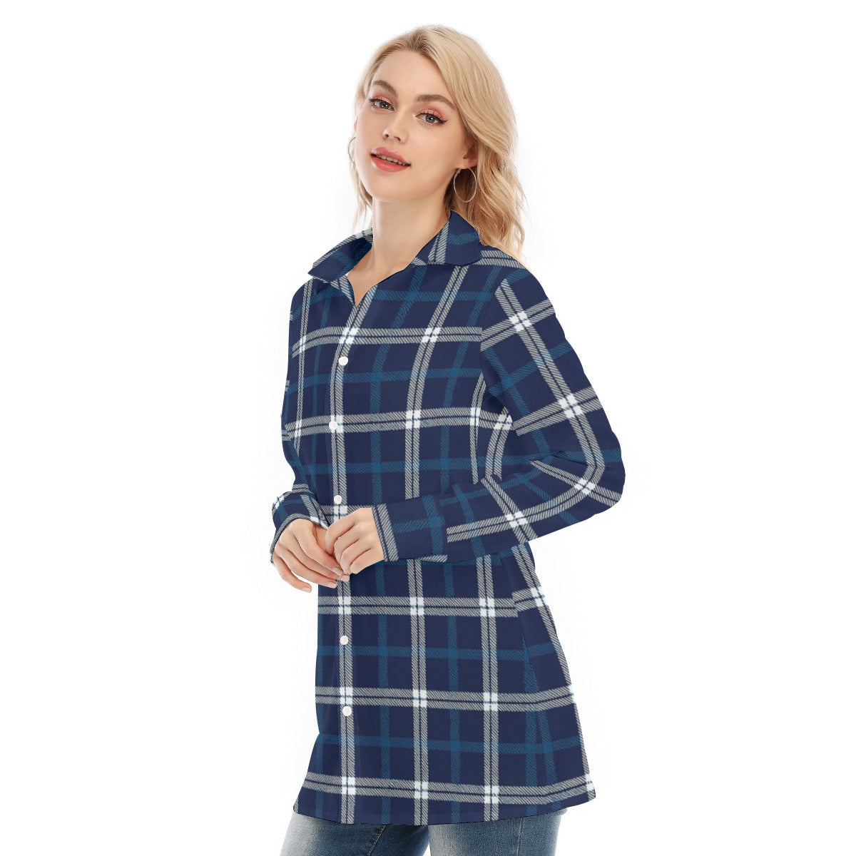Penn State Tartan Plaid Nittany Lions  Women's Long Shirt |115GSM Cotton poplin