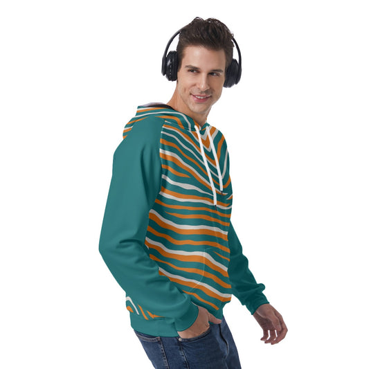 Miami Football Game Day All-Over Print Men's Raglan Pullover Hoodie