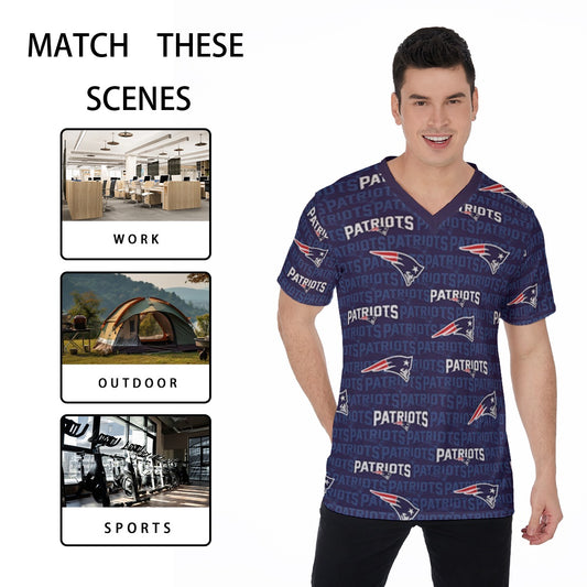 New England Football Game Day All-Over Print V-Neck T-Shirt