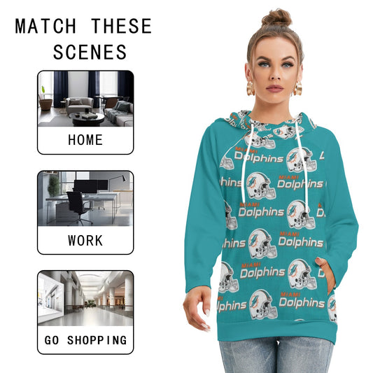 Miami Football Game Day All-Over Print Women's Hoodie With Double Hood