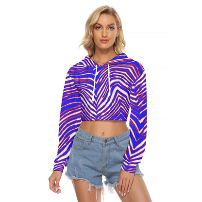 Buffalo Bills Zubaz Women's Crop Top Hoodie|Velvet