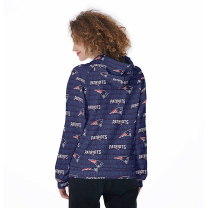 New England Football Game Day All-Over Print Women's Raglan Pullover Hoodie