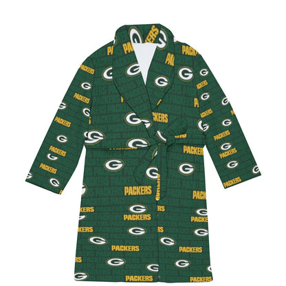 Green Bay Football Game Day All-Over Print Men's Borg Fleece Robe