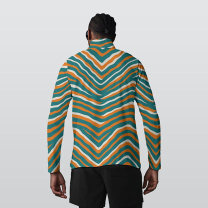 Miami Football Game Day All-Over Print Men's Sports Collar Jersey With Long Sleeve