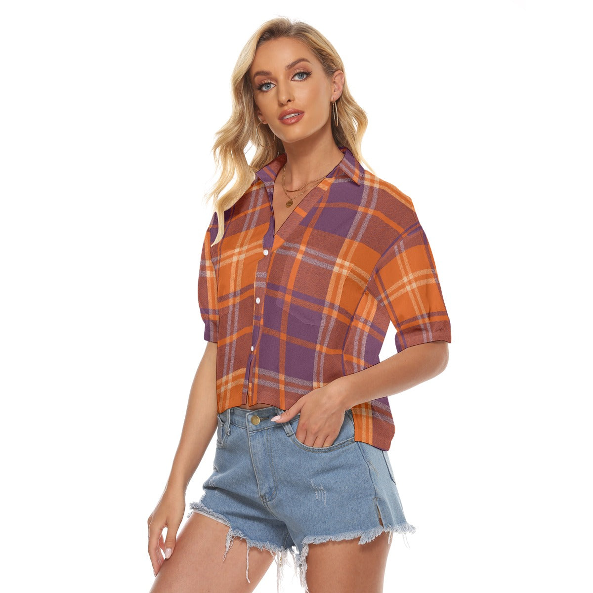 Urban Legend Clemson Tigers Tartan Plaid Women's V-Neck Shirt – Orange and Purple College Heritage S