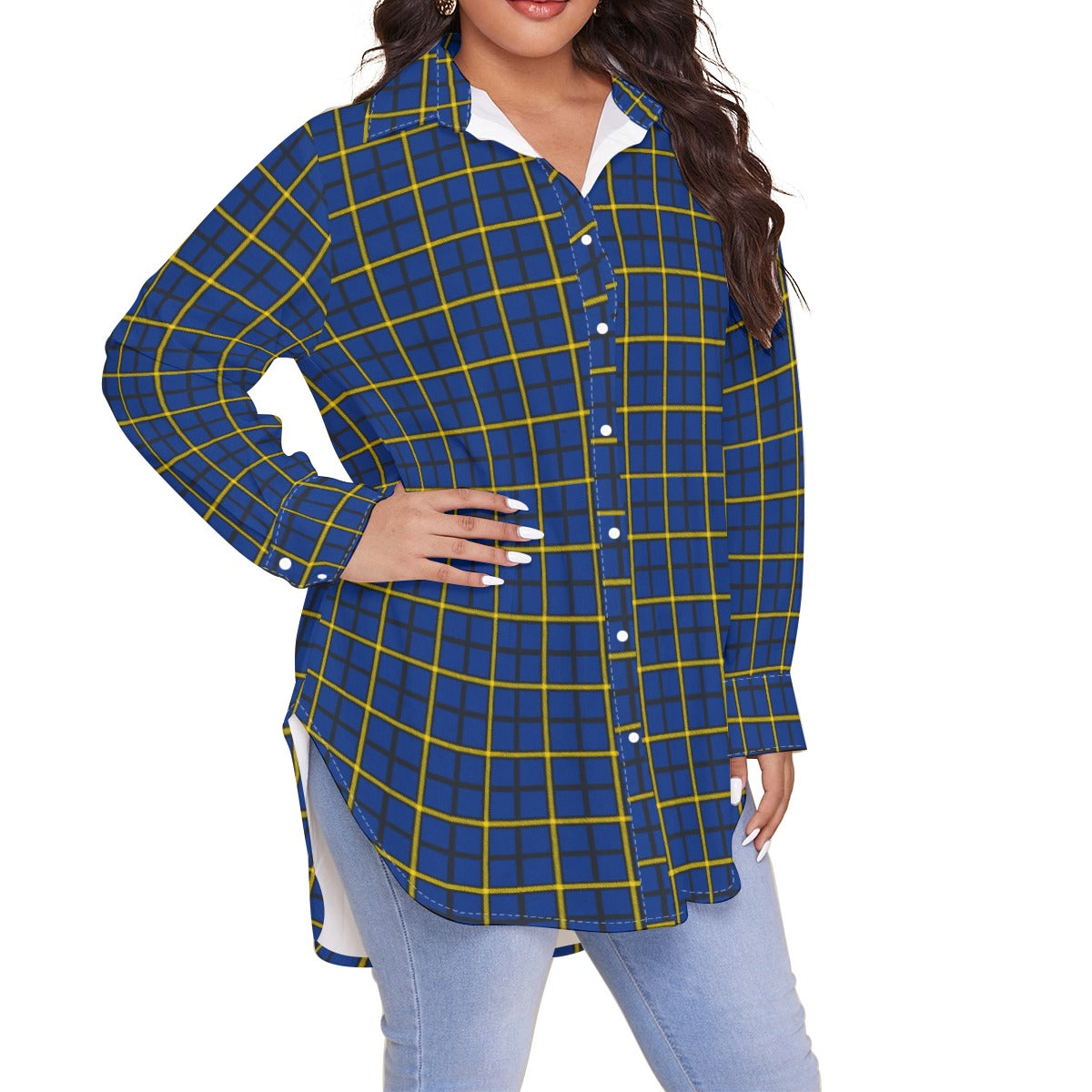 Pittsburgh Tartan Plaid Panthers  Women's Shirt With Long Sleeve(Plus Size)