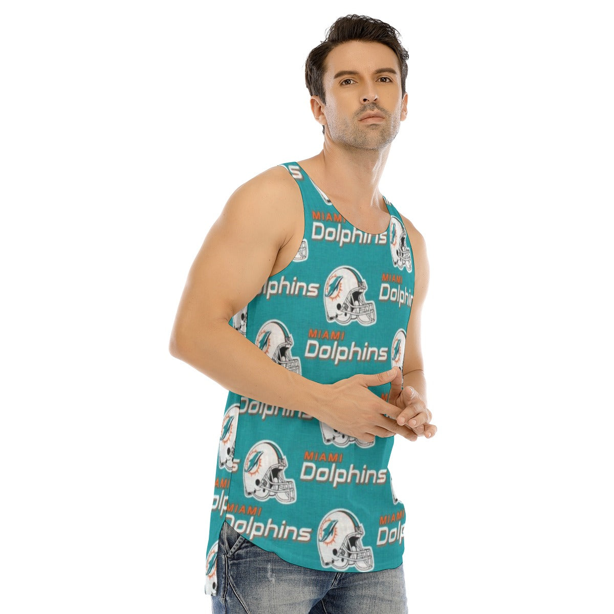 Miami Football Game Day All-Over Print Men's Curved Hem Long Tank Top