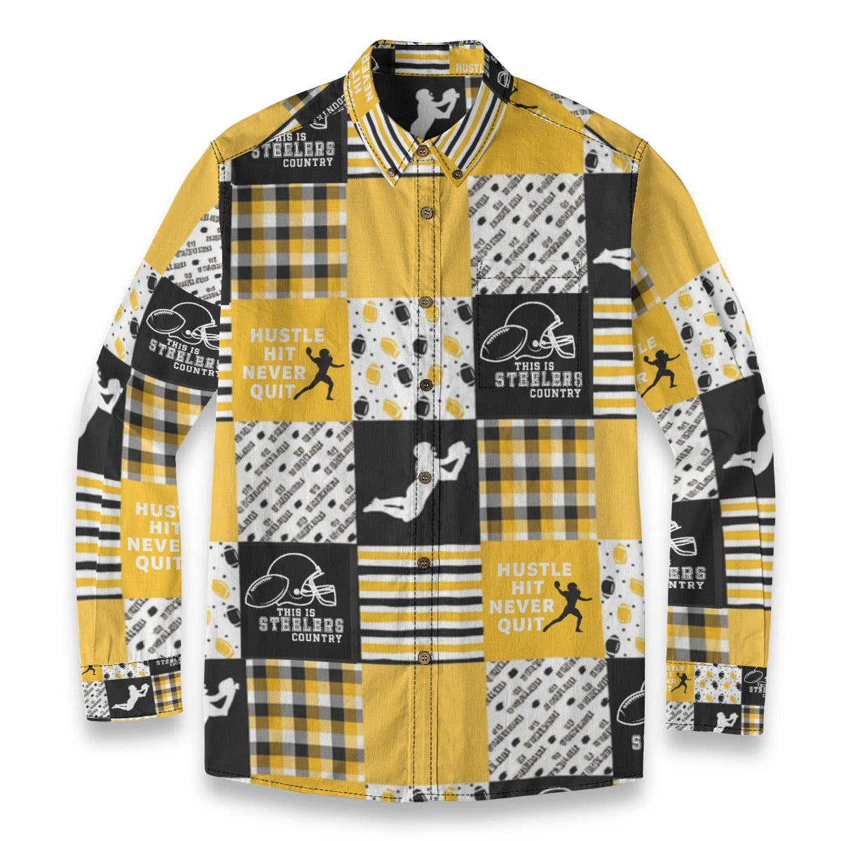 All-Over Print Men's Casual Lapel Long Sleeve Shirt|125GSM Cotton
