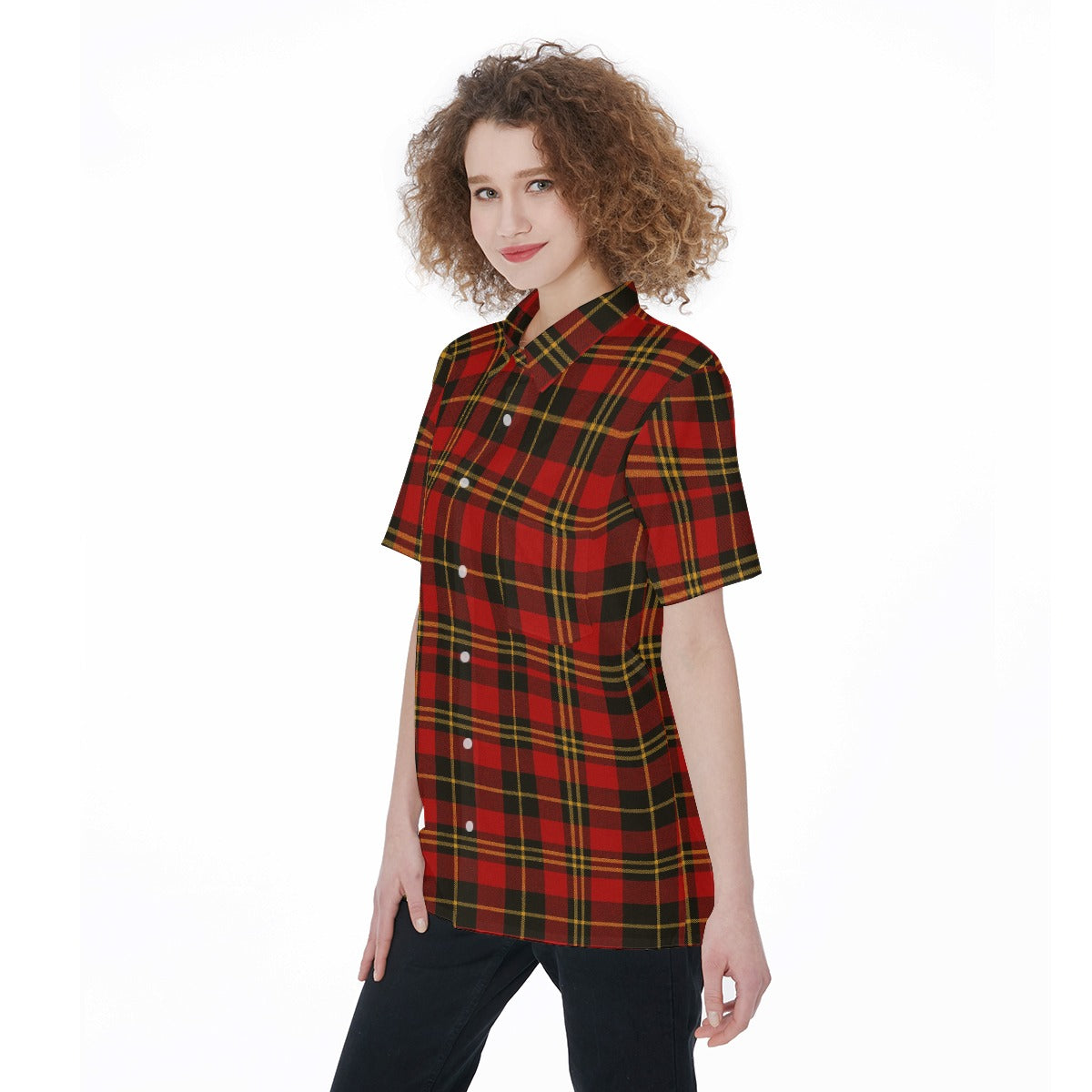 Maryland Tartan Plaid Terrapins Women's Short Sleeve Shirt With Pocket