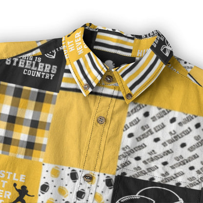 All-Over Print Men's Casual Lapel Long Sleeve Shirt|125GSM Cotton