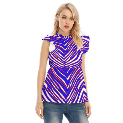 Buffalo Bills Zubaz Women's Blouse With Lotus Leaf Lace