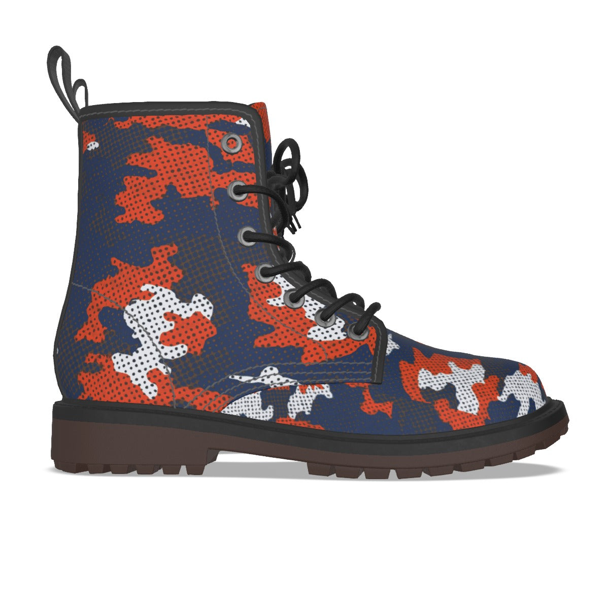 Urban Legend Virginia Navy and Orange Camo Martin Short Boots – Cavaliers-Inspired Streetwear for Ga