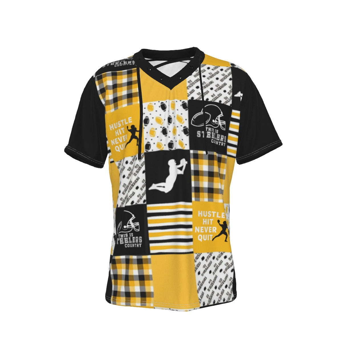 All-Over Print Men's Short Sleeve T-shirt with Neckline Tie