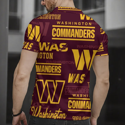 Washington Commanders Men's Short Sleeve Button Polo Shirt