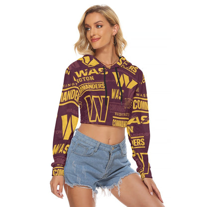 Washington Commanders Women's Crop Top Hoodie|Velvet