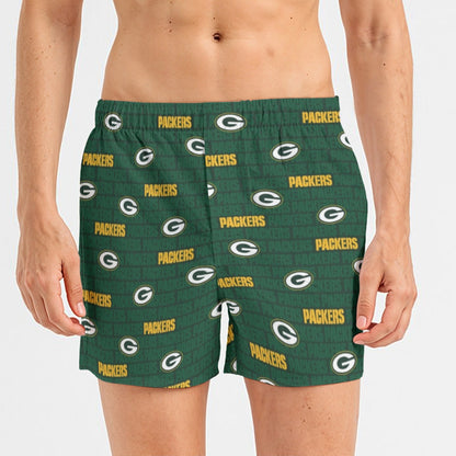 Green Bay Football Game Day All-Over Print Men's Short Boxer Briefs|115GSM Cotton poplin