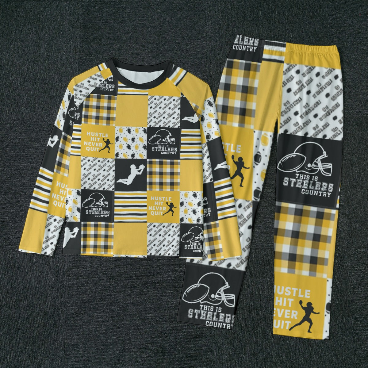 All-Over Print Men's Raglan Sleeve Pajamas With Wide Ankles