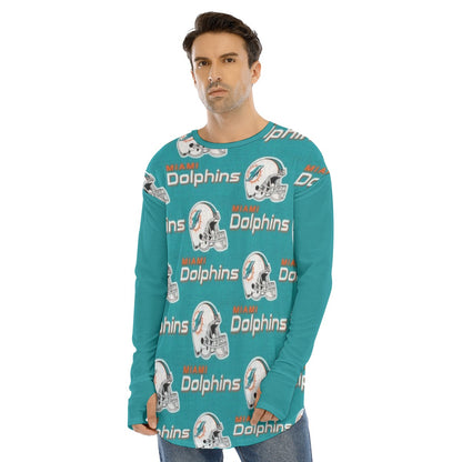 Miami Football Game Day All-Over Print Men's Fingerless Long Sleeve T-shirt