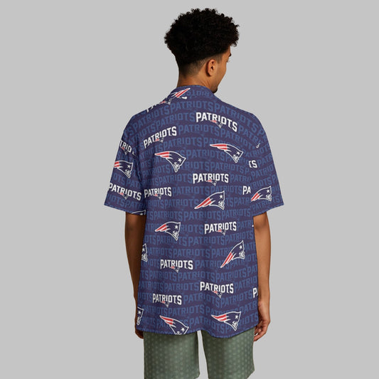 New England Football Game Day All-Over Print Men's Hawaiian Shirt With Button Closure
