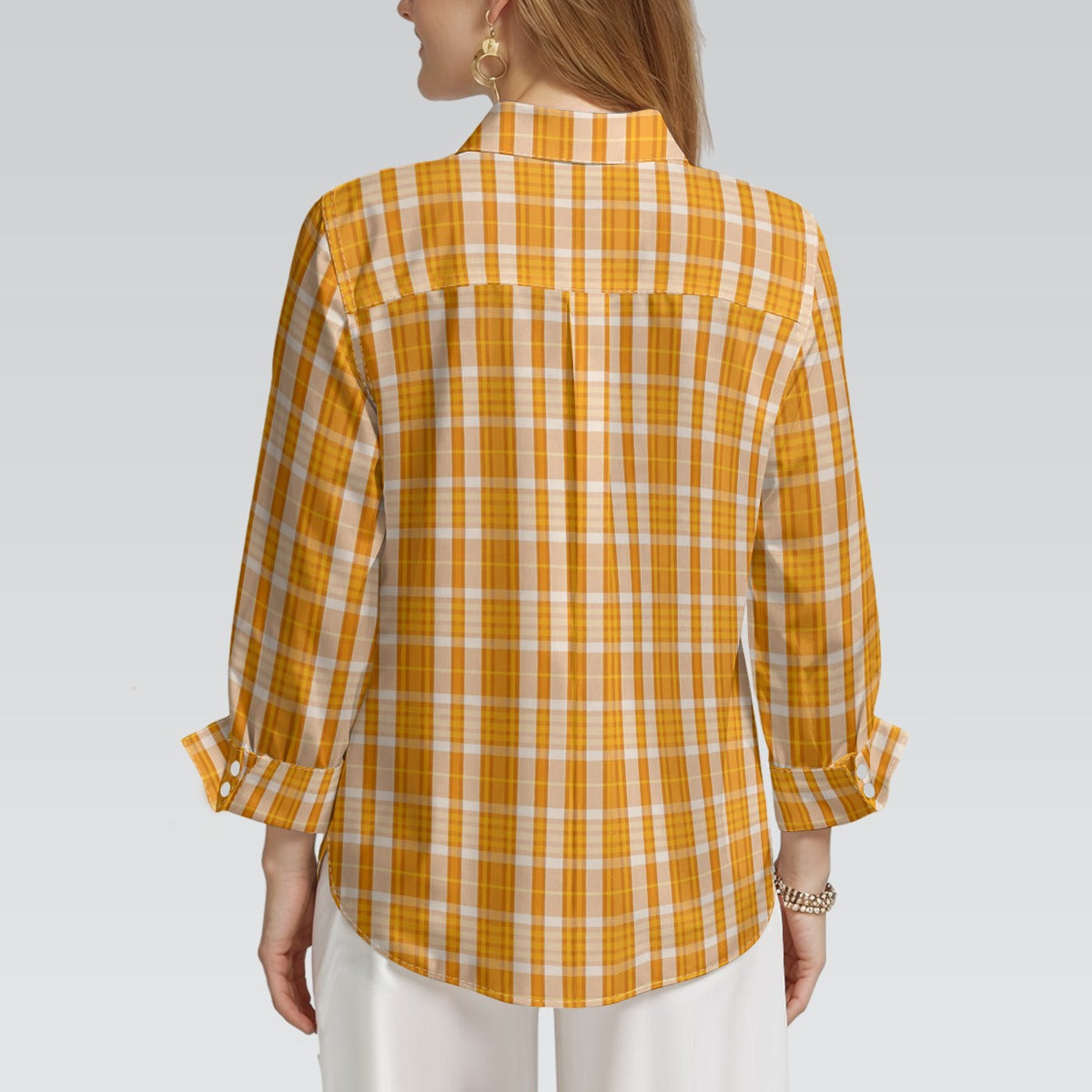 Tennessee Orange Tartan Plaid Volunteers Women's 3/4 Sleeve Shirt