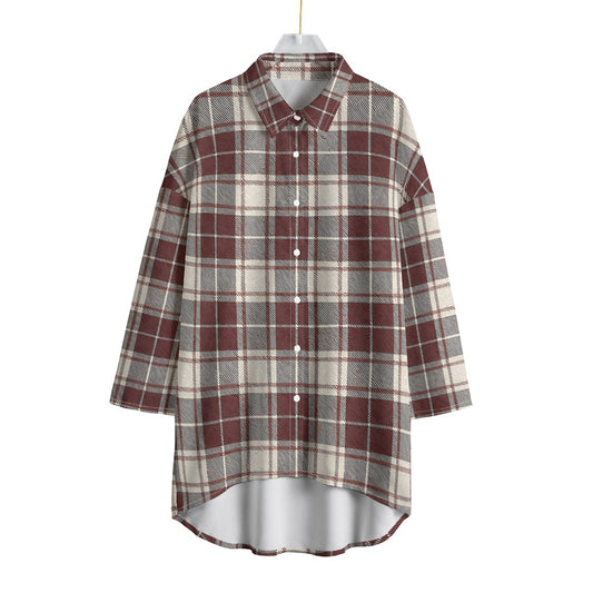 Oklahoma Tartan Plaid Sooners Women's Chiffon Shirt With Elbow Sleeve