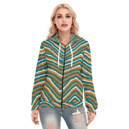 Miami Football Game Day All-Over Print Women's Hoodie With Zipper