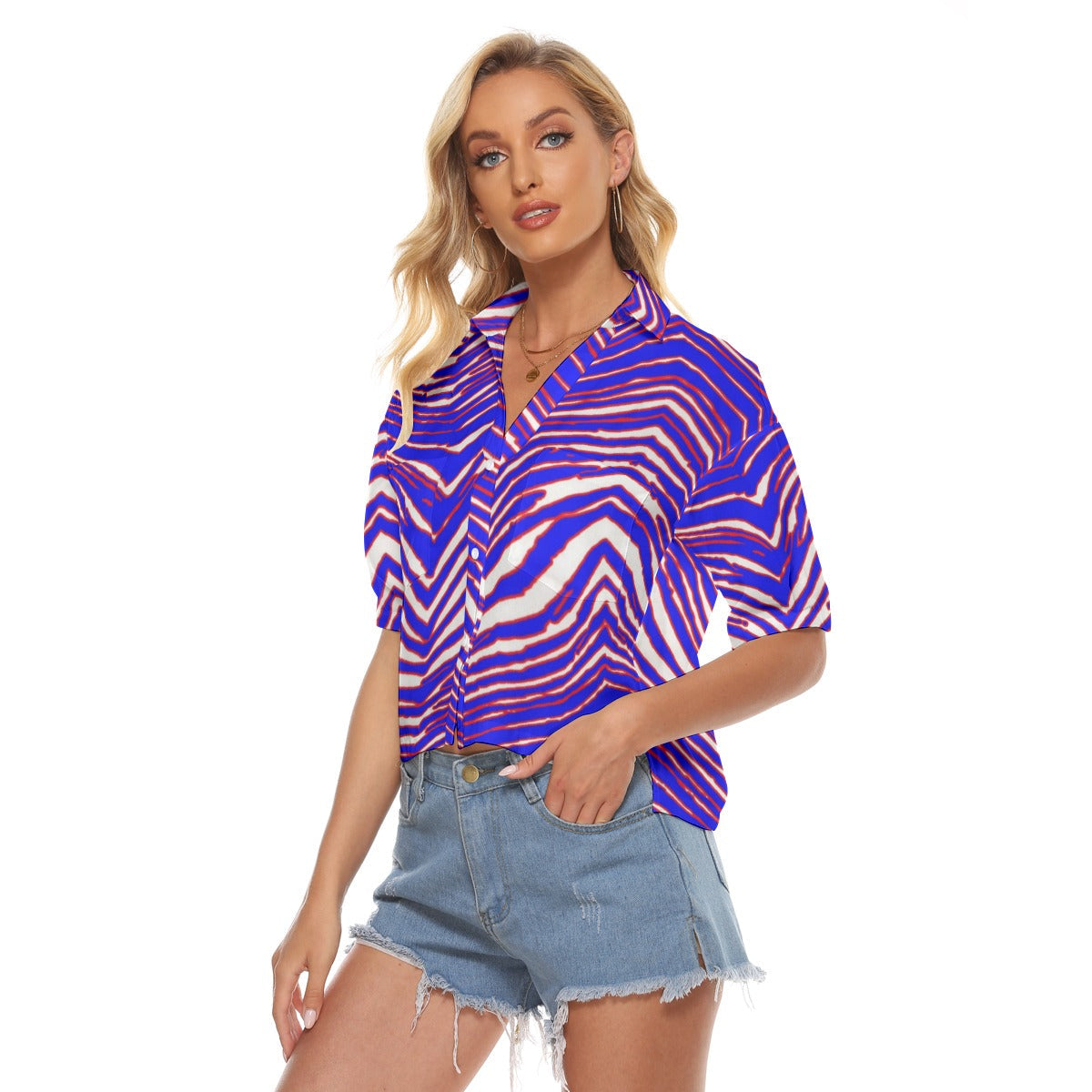 Buffalo Bills Zubaz Women's V-neck Shirts