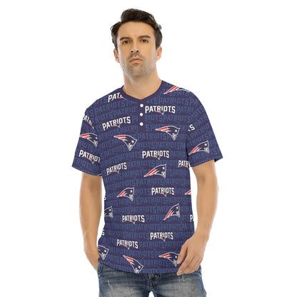 New England Football Game Day All-Over Print Men's Short Sleeve T-shirt With Button Closure