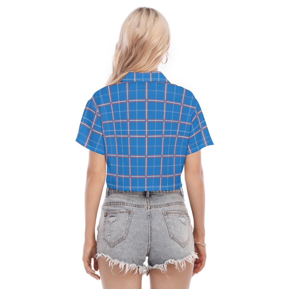 Kansas Tartan Plaid Jayhawks  Women's Cropped Shirt