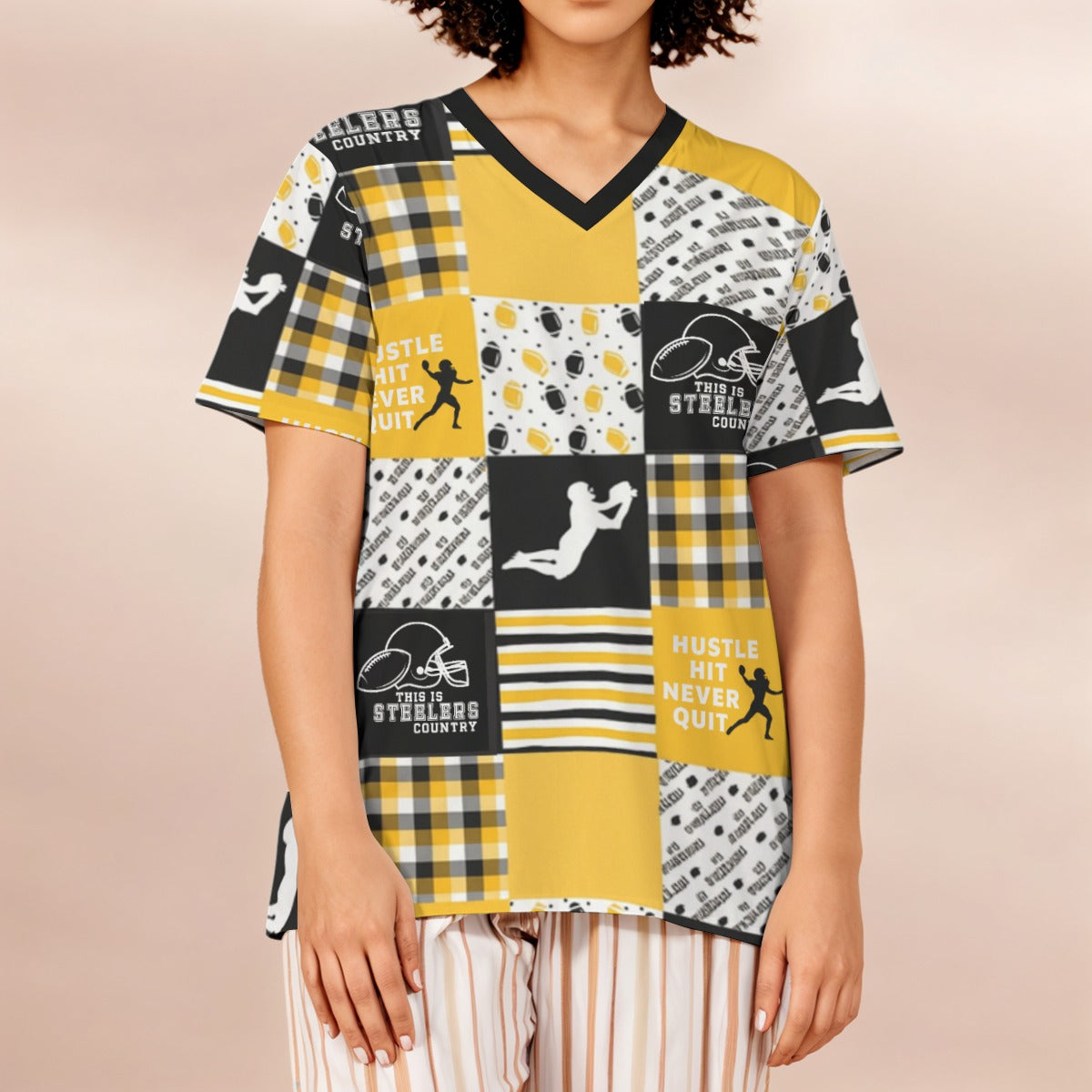 All-Over Print Women's Loose V-Neck Short-Sleeve T-Shirt