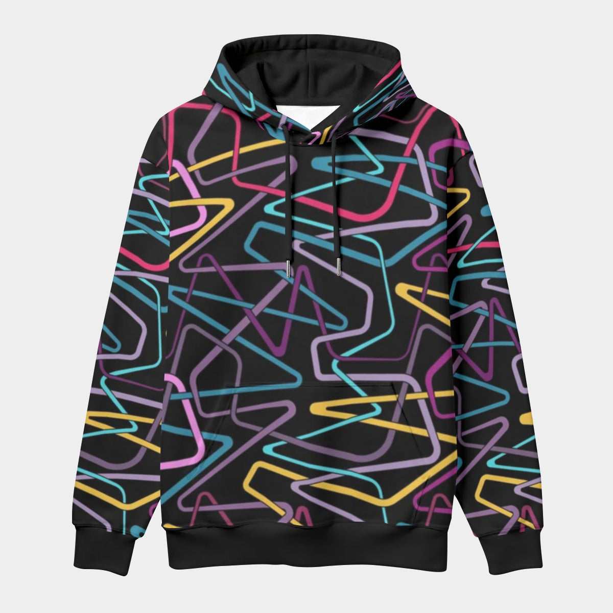 Urban Legend 90s Street Icons – Abstract Composition Interlaced Multicolored Zigzag Hoodie