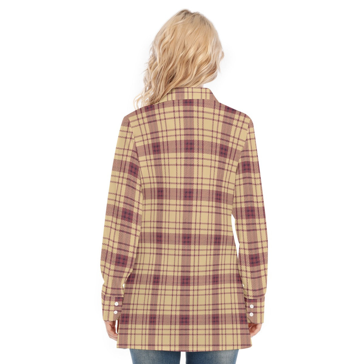 Florida  Seminoles Tartan Plaid Women's Long Shirt |115GSM Cotton poplin
