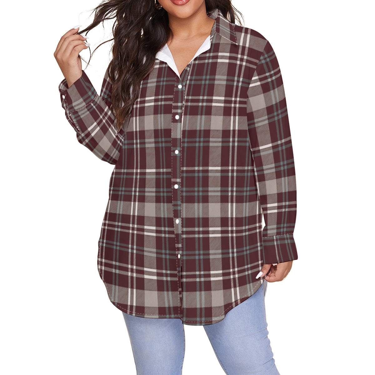 Texas Tartan Plaid A&M - Aggies Women's Shirt With Long Sleeve(Plus Size)