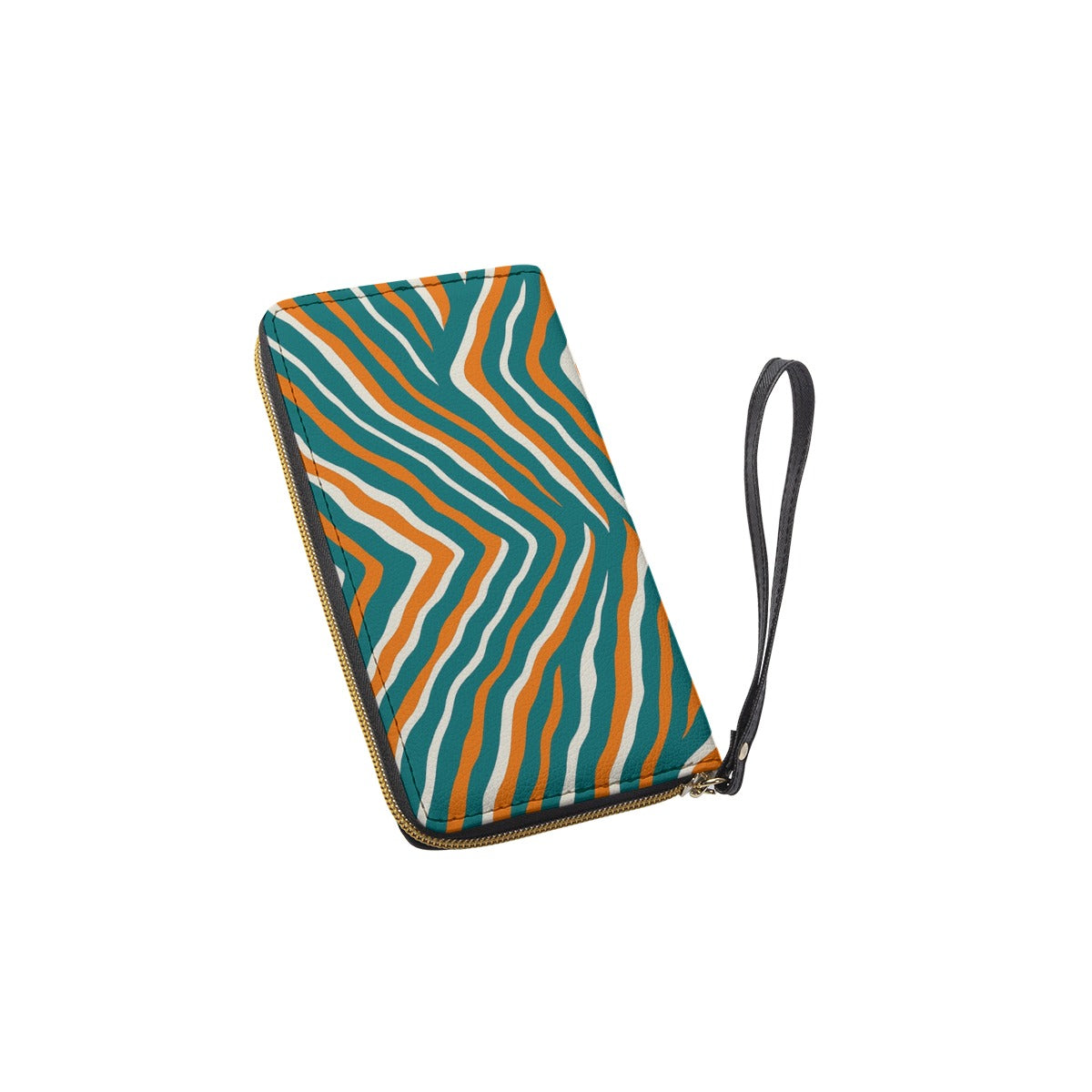 Miami Football Game Day Long Wallet With Black Hand Strap