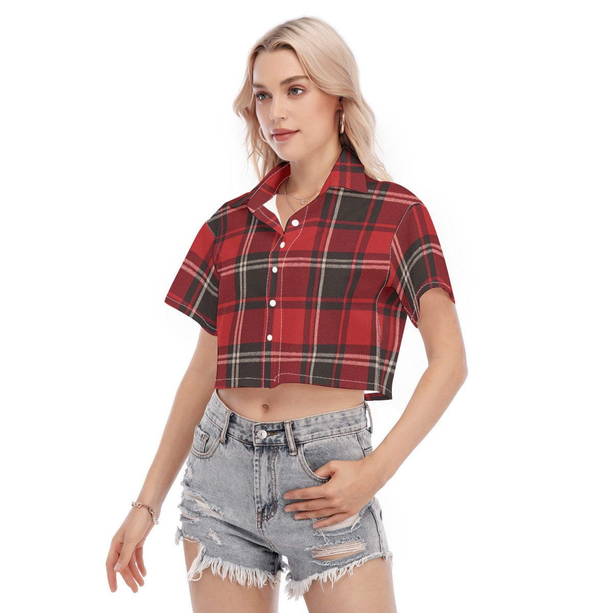Cincinnati - Bearcats Tartan Plaid Women's Cropped Shirt