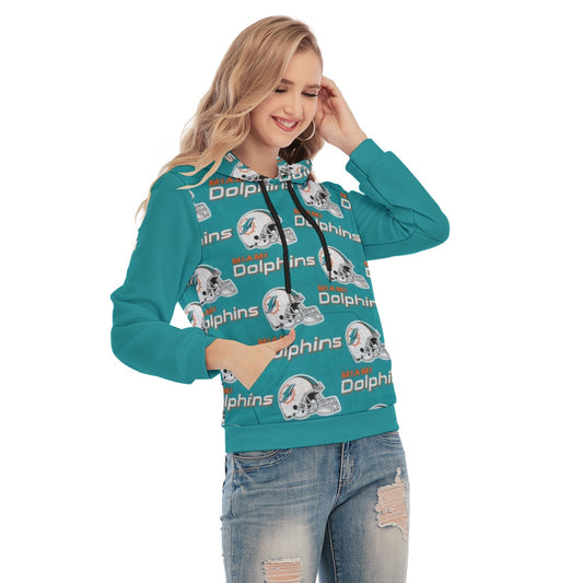 Miami Football Game Day All-Over Print Women's Slim Pullover Hoodie