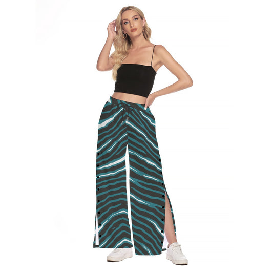 Philadelphia Football Game Day All-Over Print Women's Side Slit Snap Button Trousers