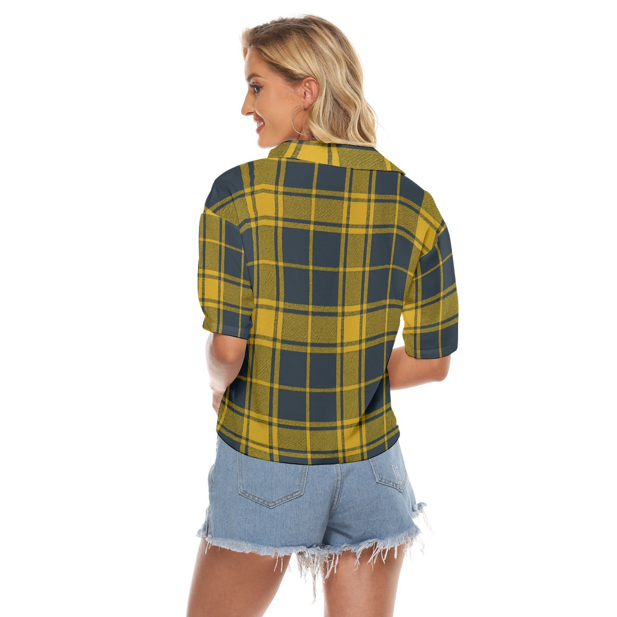 Urban Legend Michigan Wolverines Tartan Plaid Women's V-Neck Shirt – Maize and Blue College Streetwe