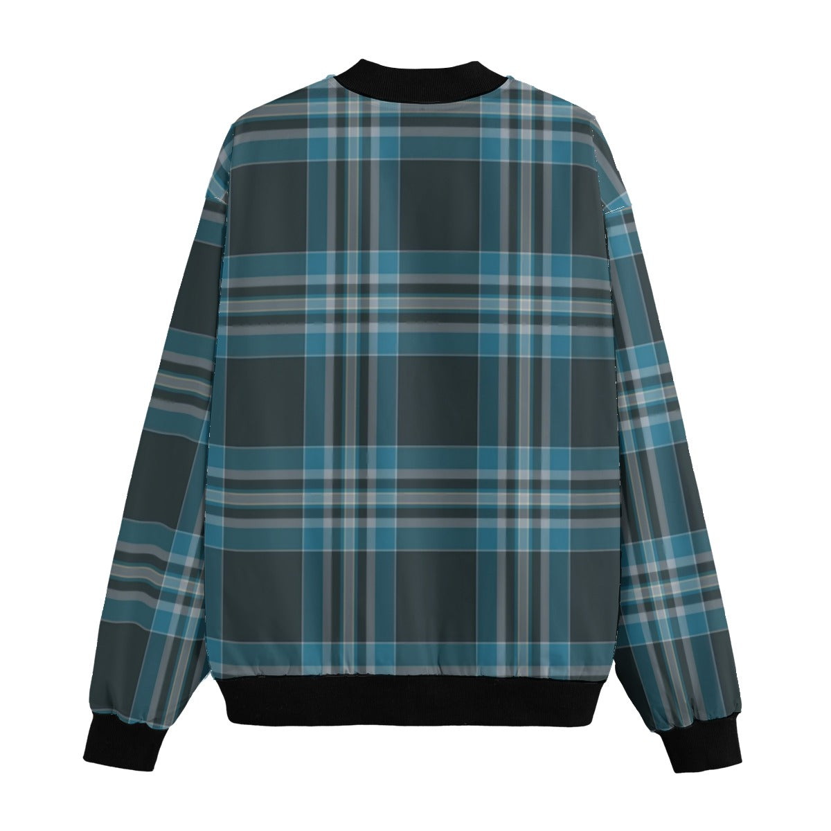Maclellan Ancient – gray and light blue softer tartan Fleece Bomber Jacket