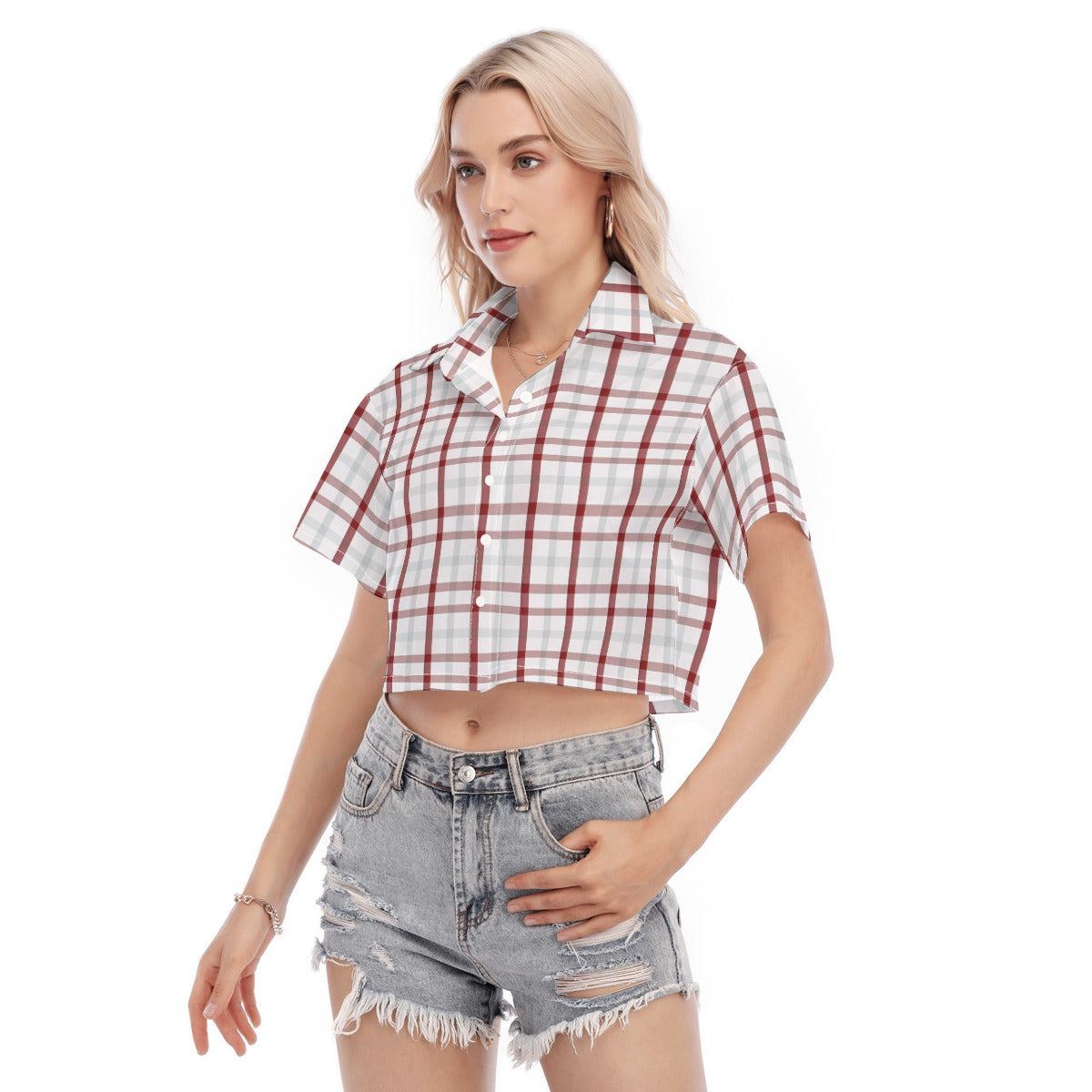 Indiana Tartan Plaid Bloomington  Hoosiers Women's Cropped Shirt