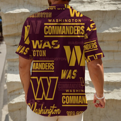 Washington Commanders Men's Henley Polo Shirt
