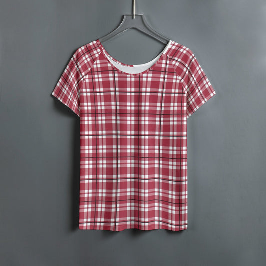 Alabama Tartan plaid Women's Round Neck T-shirt With Raglan Sleeve
