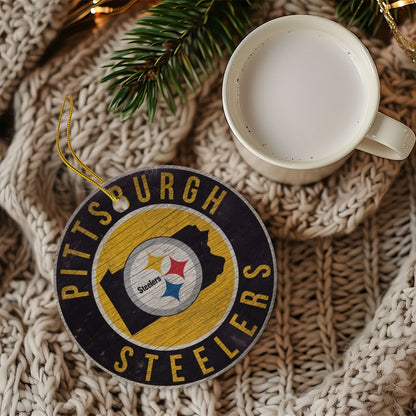 Pittsburgh Steelers Round Christmas Ceramic Decoration Ornaments