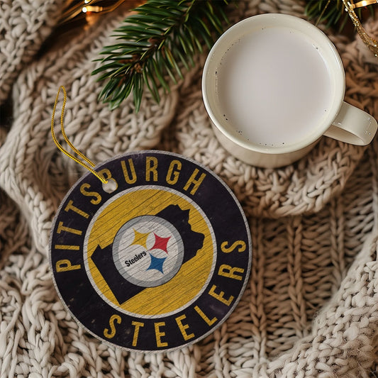 Pittsburgh Steelers Round Christmas Ceramic Decoration Ornaments