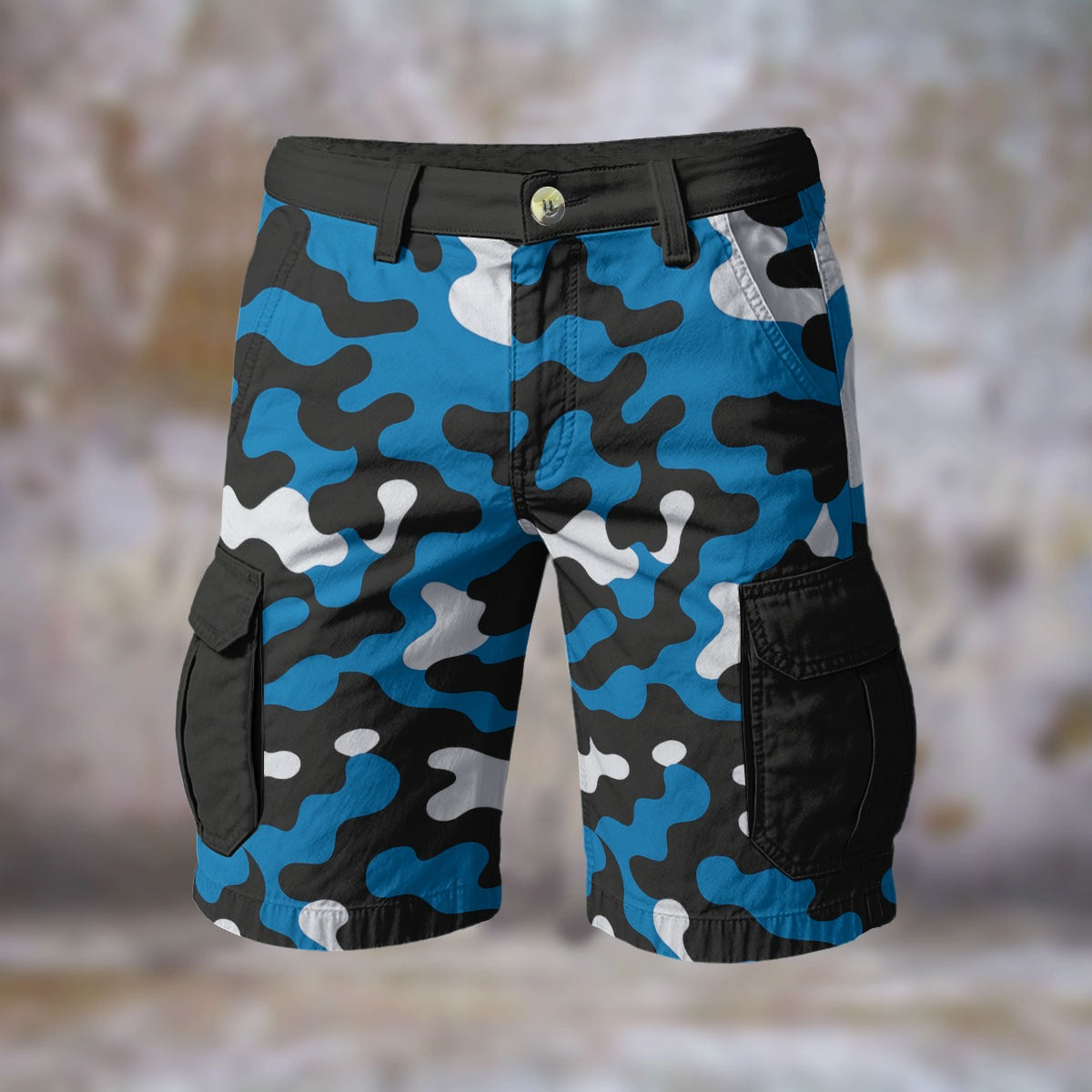 Urban Legend Carolina Panthers Black Blue Silver Camo Cargo Shorts