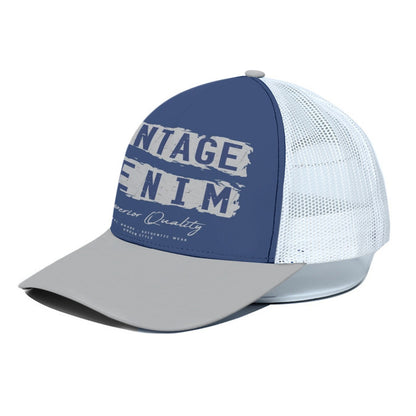 Vintage Denim Trucker Cap – Classic Blue and Gray Retro Style