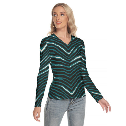 Philadelphia Football Game Day All-Over Print Women's V-Neck Long Sleeves T-Shirt