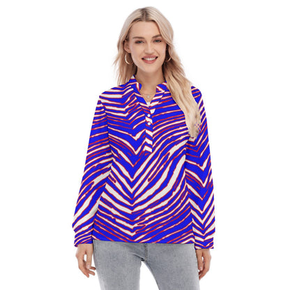 Buffalo Bills Zubaz Women's Long Sleeve Blouse With Button Closure