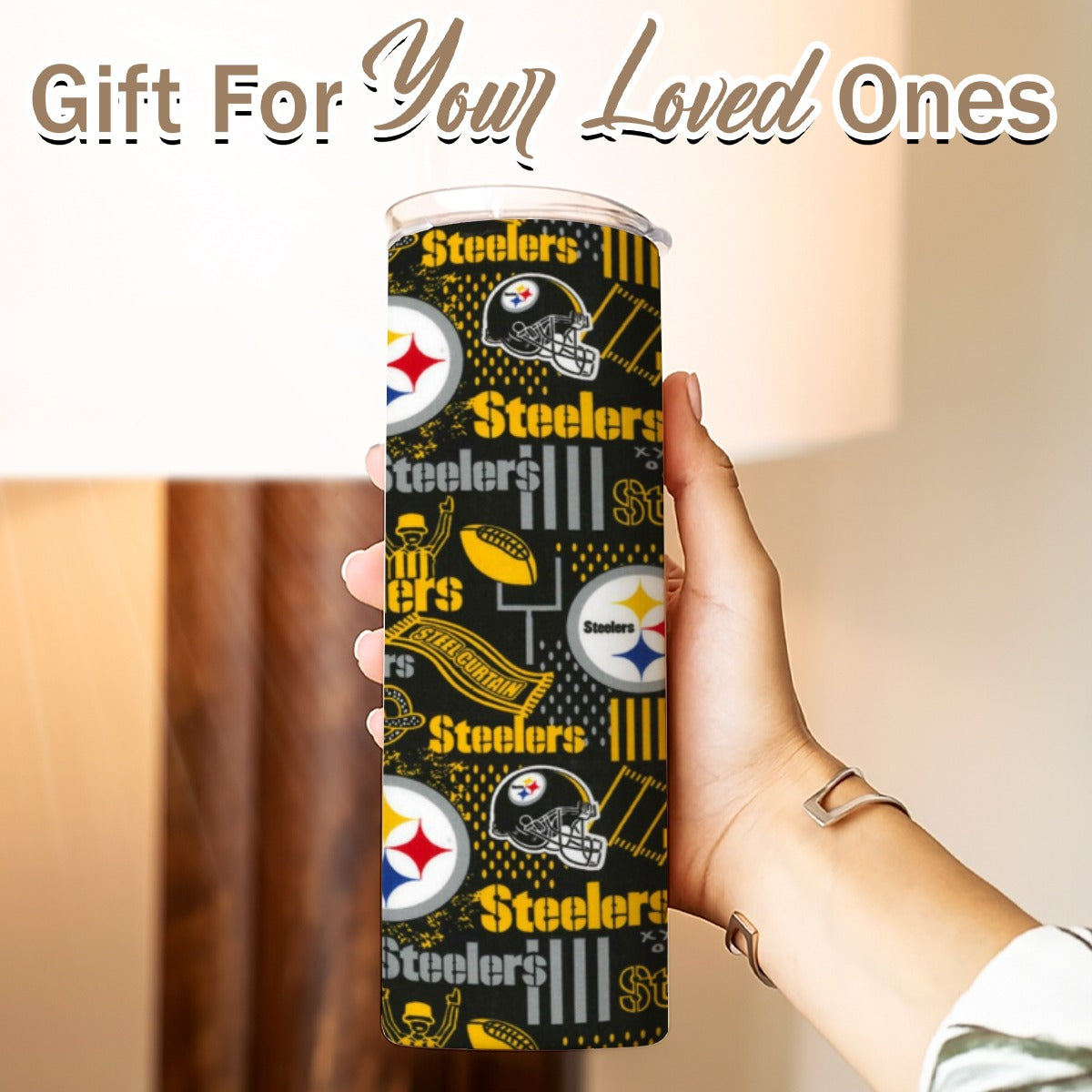 Pittsburgh Steelers Skinny Tumbler Stainless Steel with Lids 20OZ