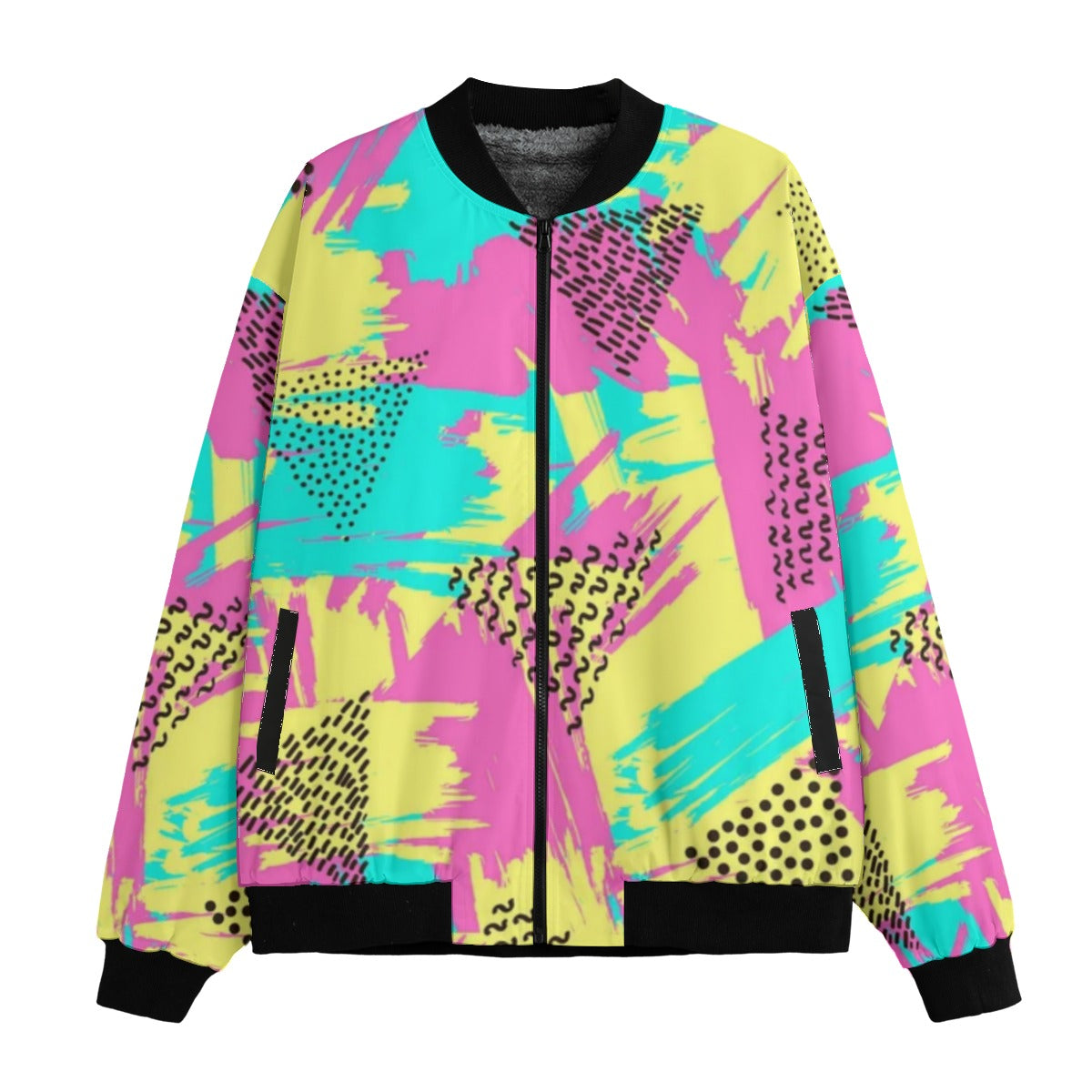 Colorful jacket with abstract pattern on a white background